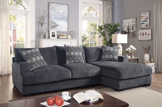 Kaylee Plush Gray L-Sectional w- Fitted Pillow Back