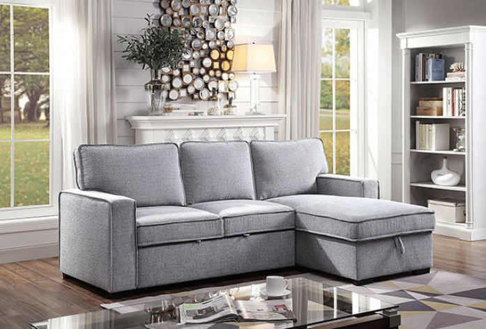Ines Transitional Light Grey Sleeper Sectional