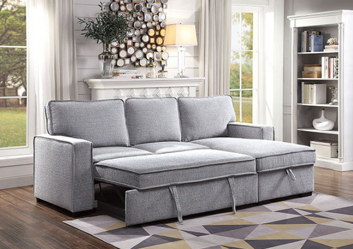 Ines Transitional Light Grey Sleeper Sectional