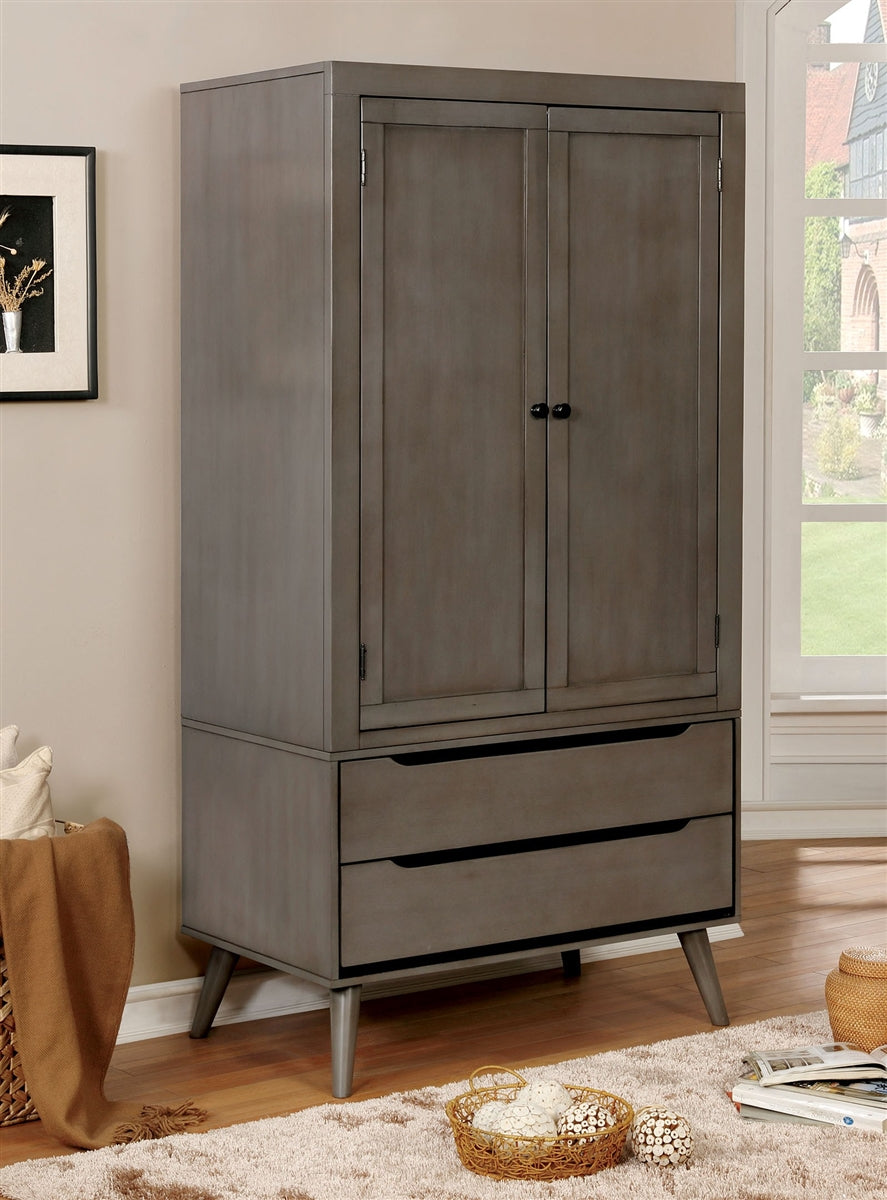 Lennart Gray Finish Mid-Century Modern Armoire