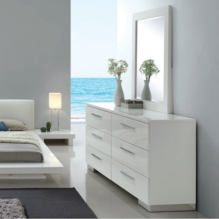 Christie Modern White Low Profile Queen Platform Bed