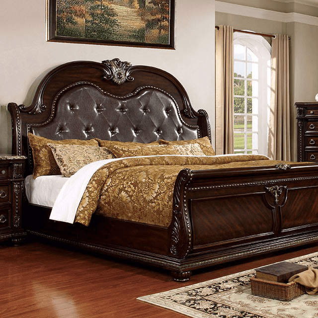 Fromberg Lavish Traditional King Bed - Brown Cherry