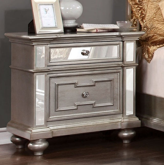 Salamanca Collection Silver Finish Mirrored Nightstand