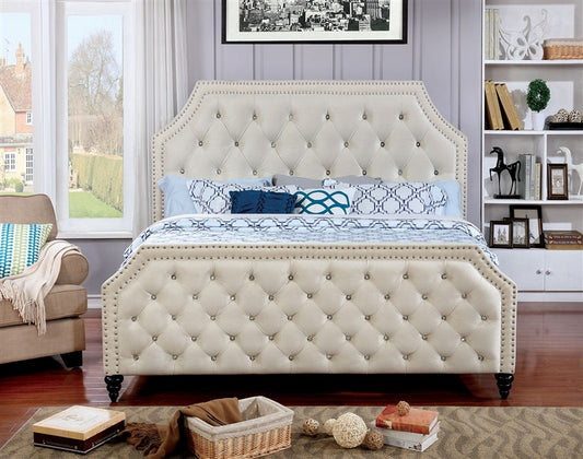 Claudine Crystal Button Tufted Upholstered Full Bed