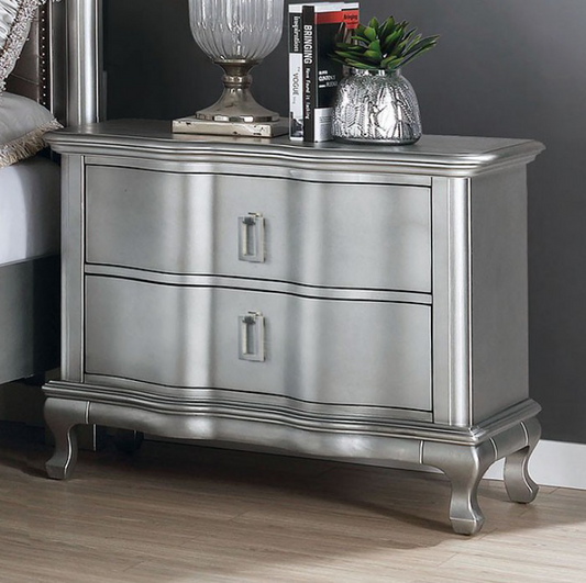 Aalok Glam Style Nightstand in Silver