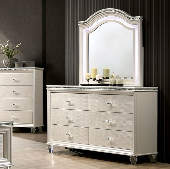 Allie Youth Glam Dresser with Clear Acrylic Feet