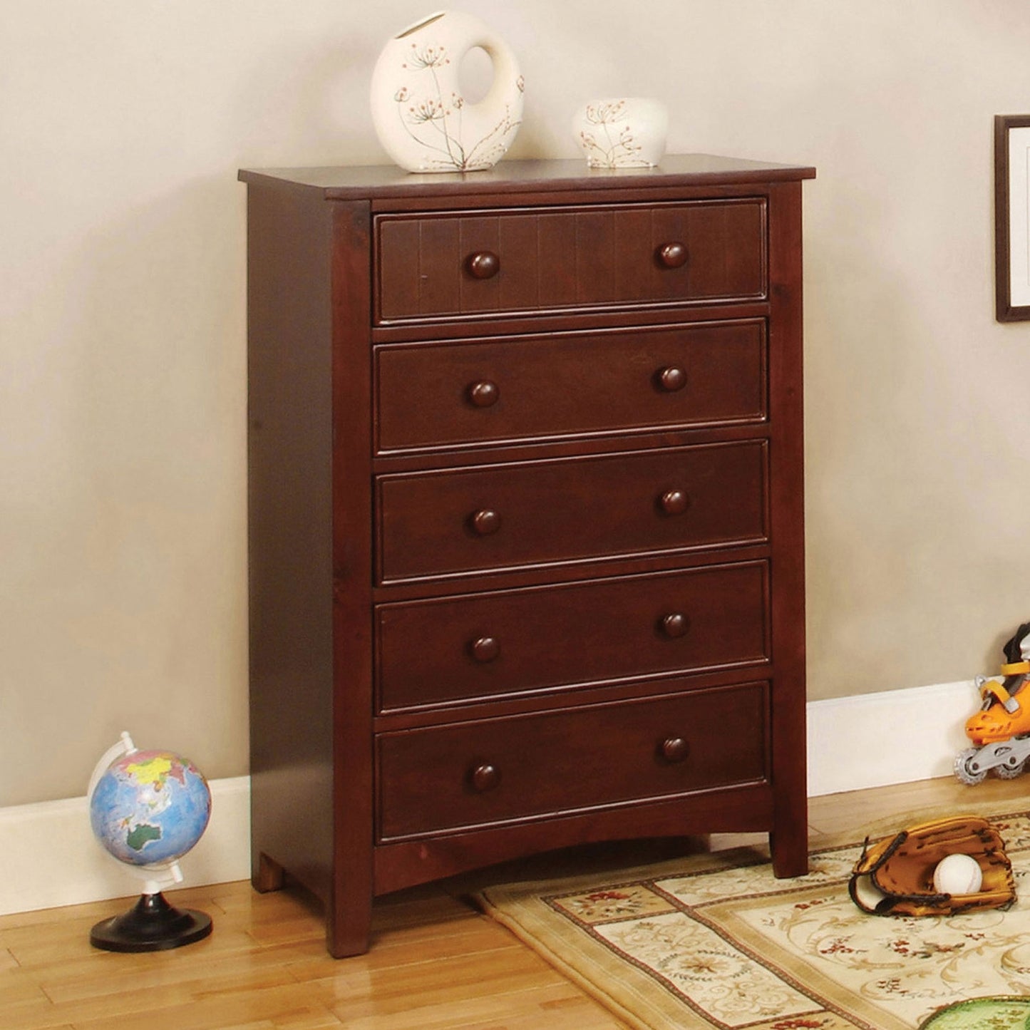 Omnus Cherry Finish 5-Drawer Youth Chest