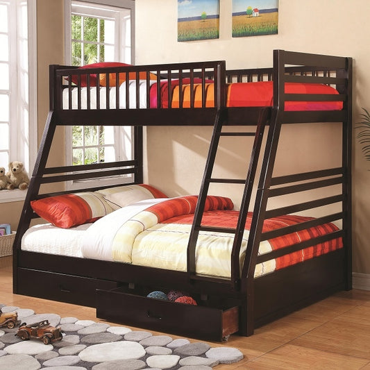 Rivers Twin over Full Bunk Bed with 2 Drawers and Attached Ladder - Cappuccino