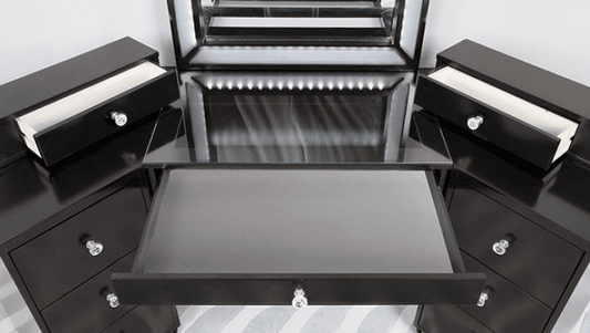 Tracie Glam Style Vanity Set in Obsidian