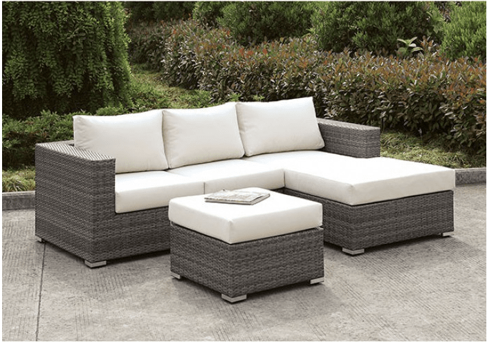 Somani Gray Wicker Patio Sectional W- Ottoman CM-OS2128-SET20