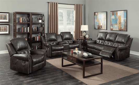 Grant 2-Piece Brown Leather Air Motion Sofa & Loveseat Set