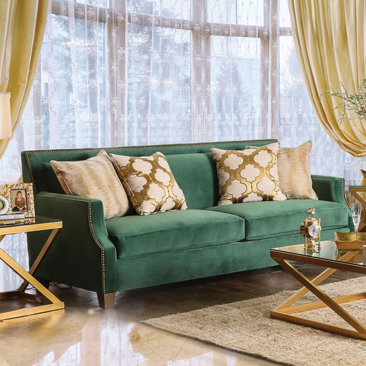 Verdante Emerald Green Microfiber Upholstered Sofa
