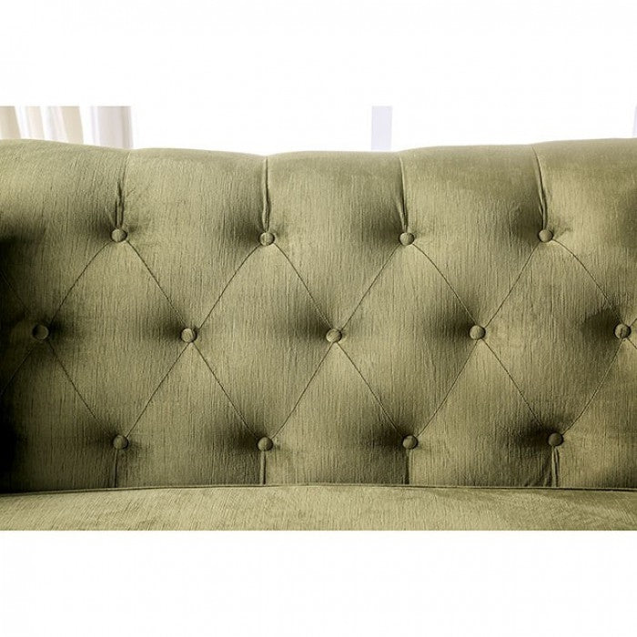 Kaye Transitional Sofa & Loveseat in Olive Green