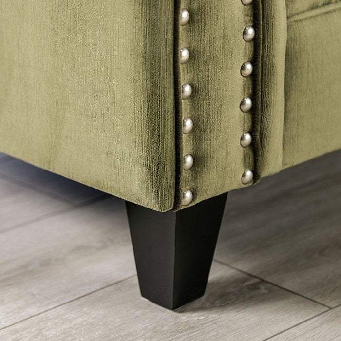 Kaye Transitional Sofa & Loveseat in Olive Green