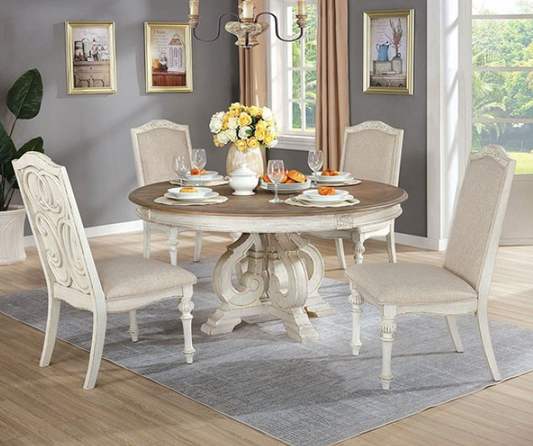 Arcadia Transitional Solid Wood Dining Set in Antique White