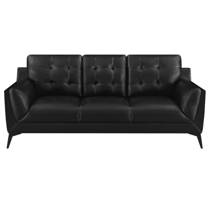 Moira Upholstered Tufted Sofa with Track Arms Black