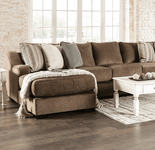 Farringdon U-Shape Sectional in Brown Chenille