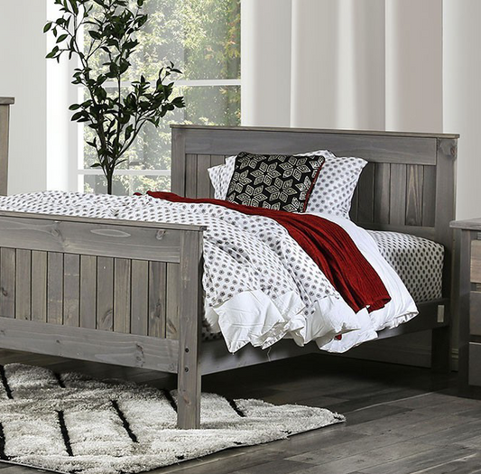 Rockwall Solid Wood Plank Style Twin Bed in Weathered Grey