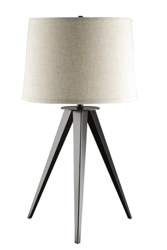 Tripod Base Table Lamp Black and Light Grey