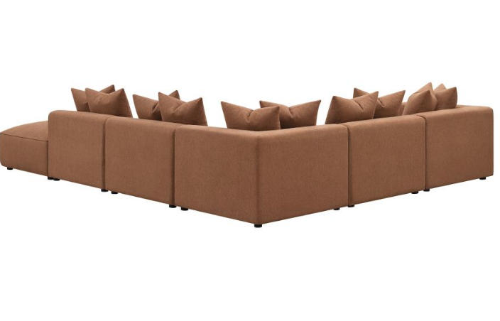 Kash 6 Piece Modern Modular Sectional in Terracotta Linen Upholstery