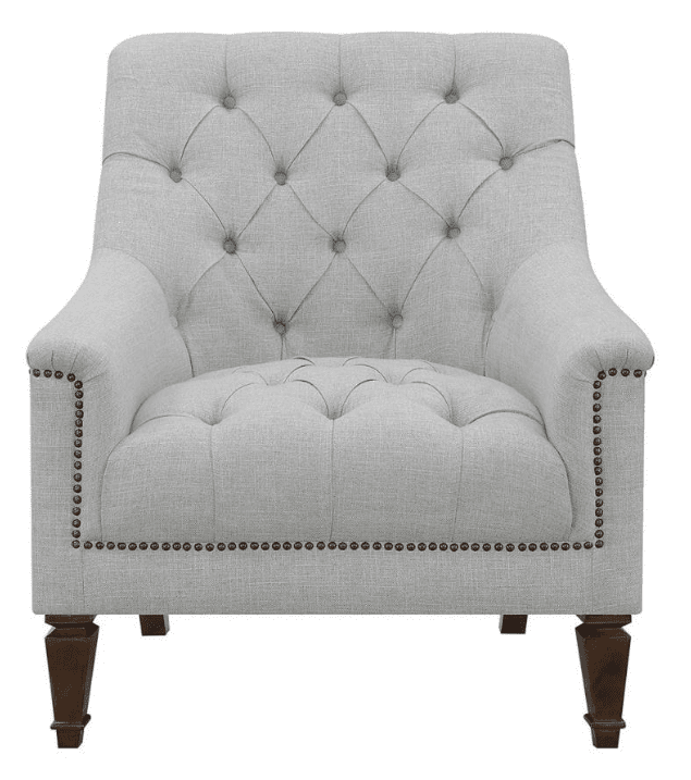 Avonlea Light Gray Linen Tufted Chair w- Nailhead Trim