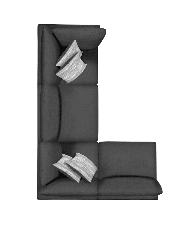 Serene Gray Linen 4-Piece Modular Sectional w- Feather Down Seating