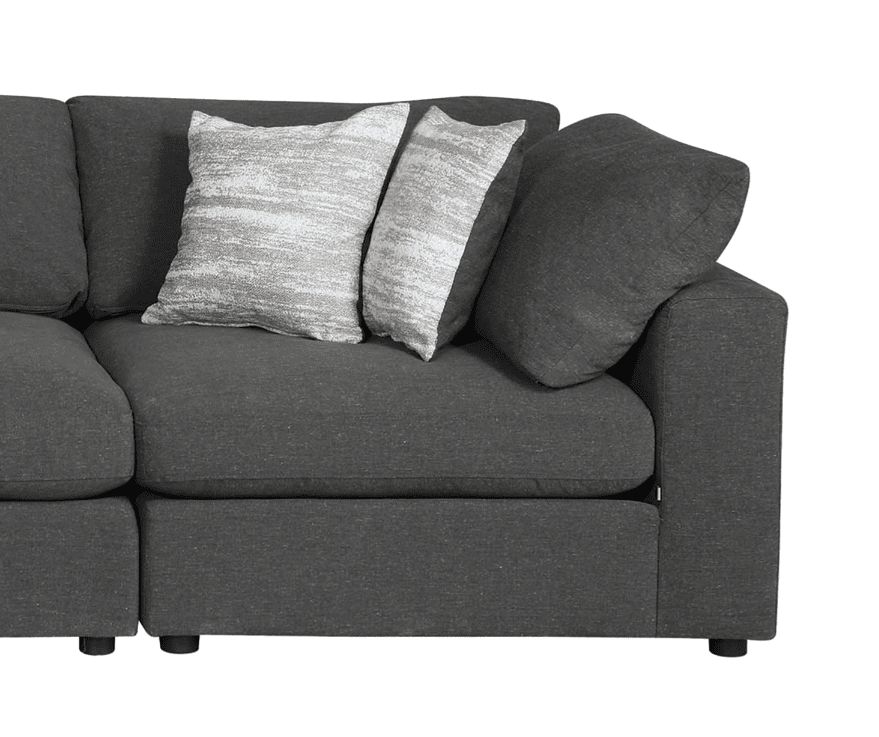 Serene Gray Linen 4-Piece Modular Sectional w- Feather Down Seating