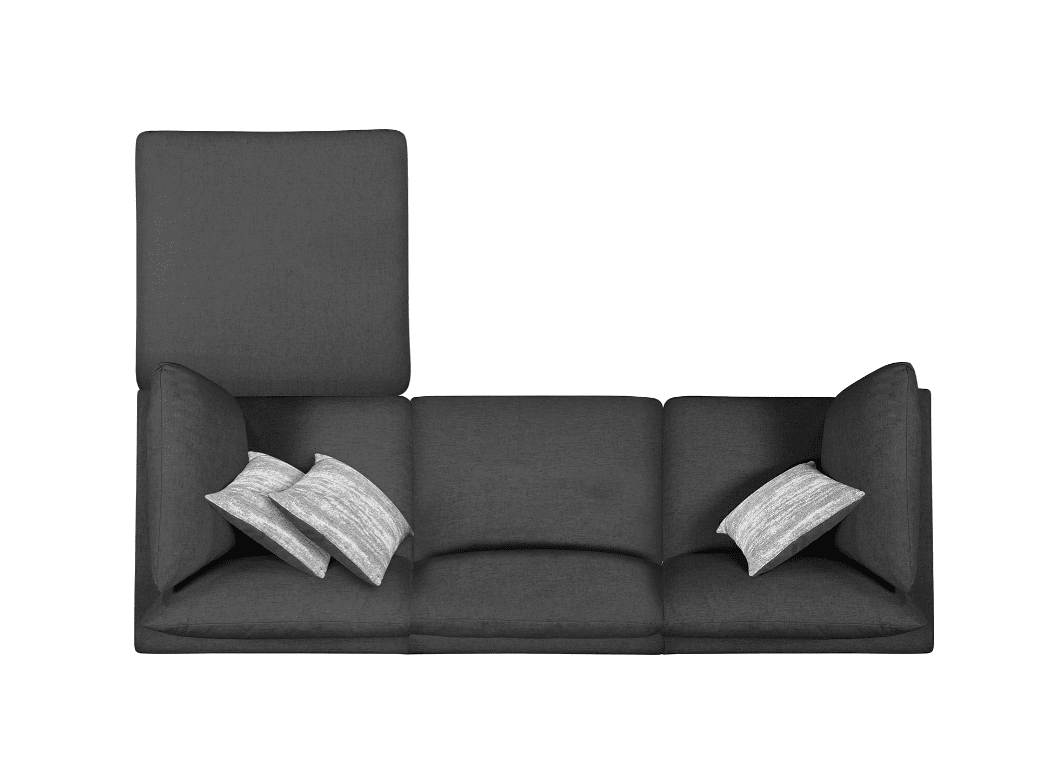 Serene Gray Linen 4-Piece Modular Sectional w- Feather Down Seating
