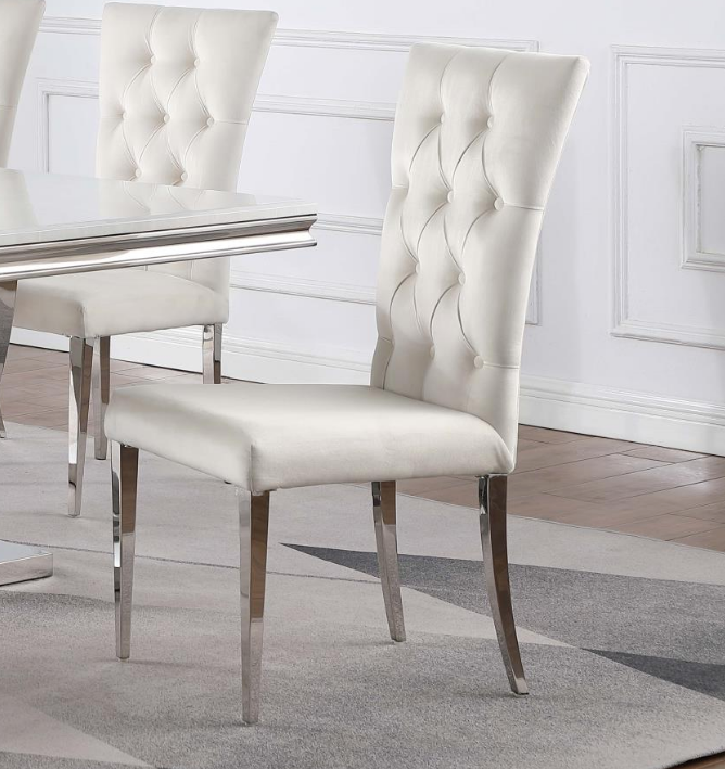 Kerwin Tufted Upholstered Side Chair Set Of 2 White And Chrome