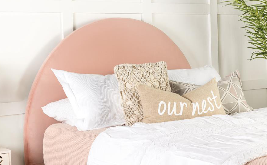 June Upholstered Arched Headboard Blush