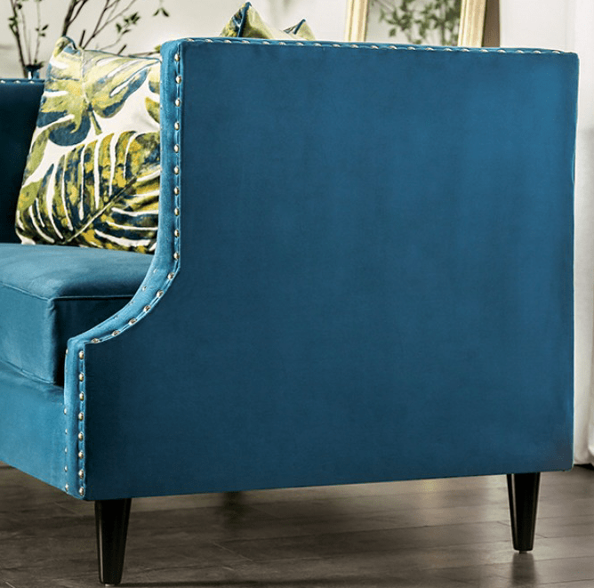 Azuletti Transitional Velvet Sofa in Dark Teal