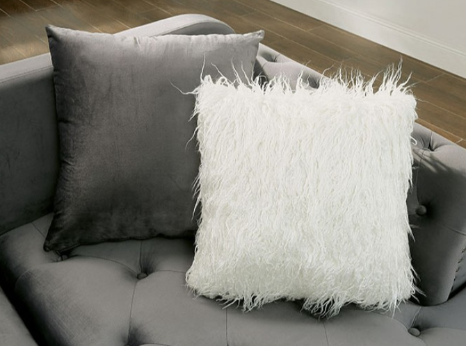 Wilmington Studded Velvet Glam Sectional in Gray