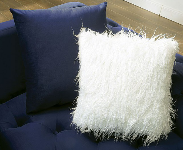 Wilmington Studded Velvet Glam Sectional in Blue