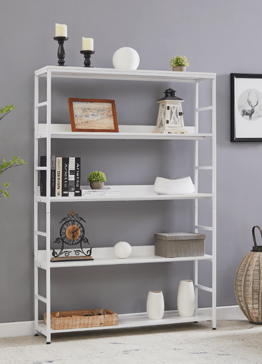 Large 5 Shelf Bookshelf with Metal Frame