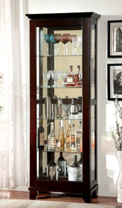 Ludden Dark Walnut Curio Cabinet - Furniture of America