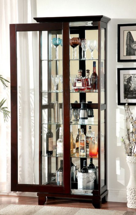 Ludden Dark Walnut Curio Cabinet - Furniture of America