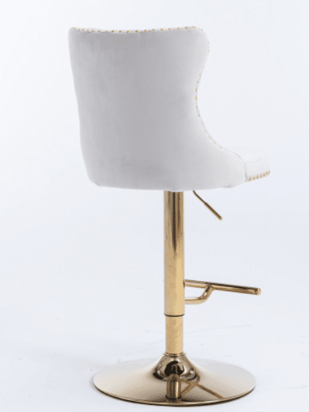 A&A Furniture Velvet Swivel Bar Stools with Gold Base Set of 2