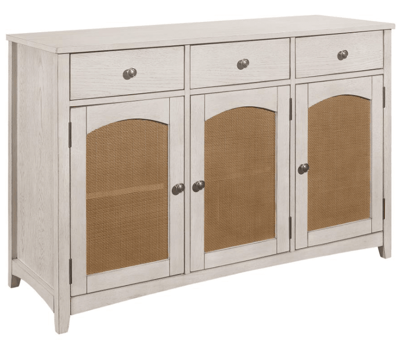 Kirby 3-drawer Rectangular Server with Adjustable Shelves Natural and Rustic Off White