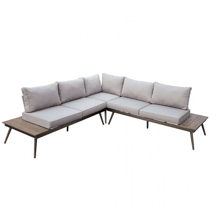 Evita Mid-Century Modern Plank Style Patio Sectional