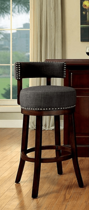 The Lynsey 25" Dark Grey Bar Upholstered Bar Stool Set of 2