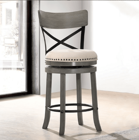 Clarence Transitional Swivel Bar Stool in Light Gray