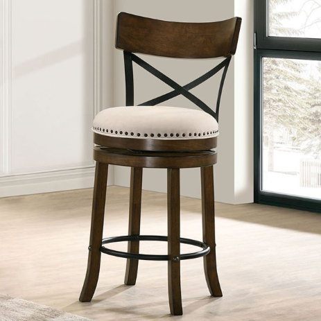Clarence Transitional Swivel Bar Stool in Oak