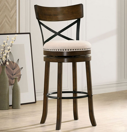Clarence Transitional Swivel Bar Stool in Oak