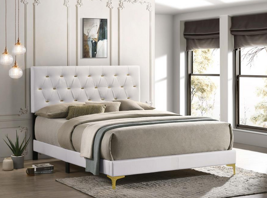 Kendall Tufted Upholstered Panel Eastern King Bed White