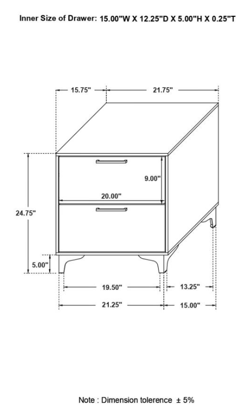 Kendall 2-drawer Nightstand White