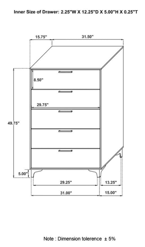 Kendall 5-drawer Chest White