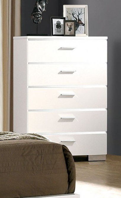 Carlie White High Gloss Bedroom Set - Queen