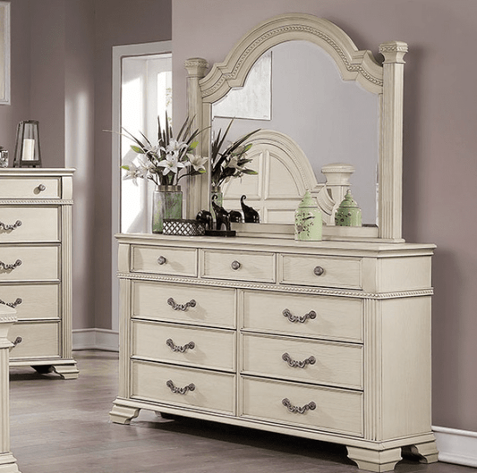 Pamphilos Traditional Bedroom Set in Antique White - King