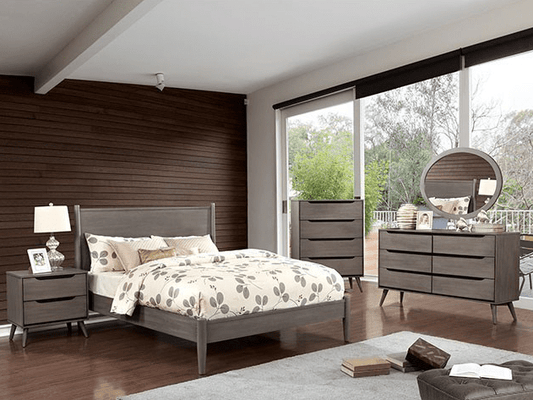 Lennart II Gray Finish Mid-Century Modern Full Platform Bed