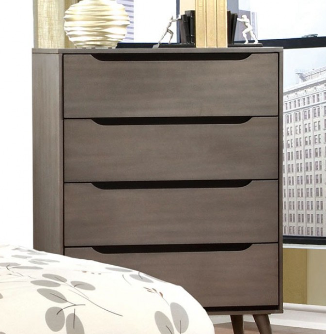 Lennart II Gray Finish Mid-Century Modern Queen Platform Bed